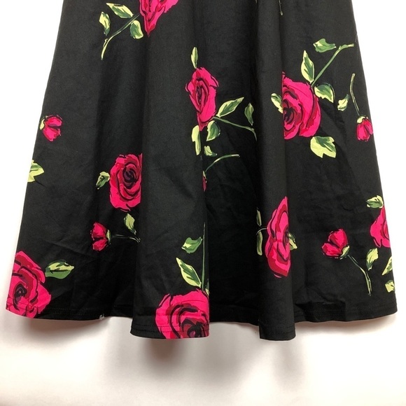 Homeyee Floral Cocktail Black MIDI Dress Large - Picture 7 of 11